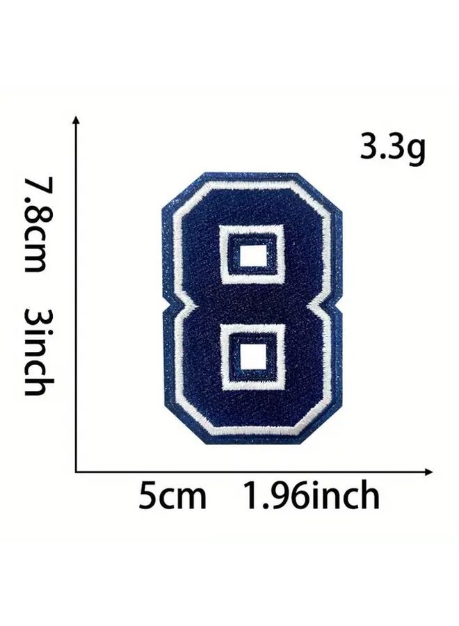 Baseball Embroidered Iron On Patch Number 0 9 Black White Blue Design For Shirts Hats - Image 2